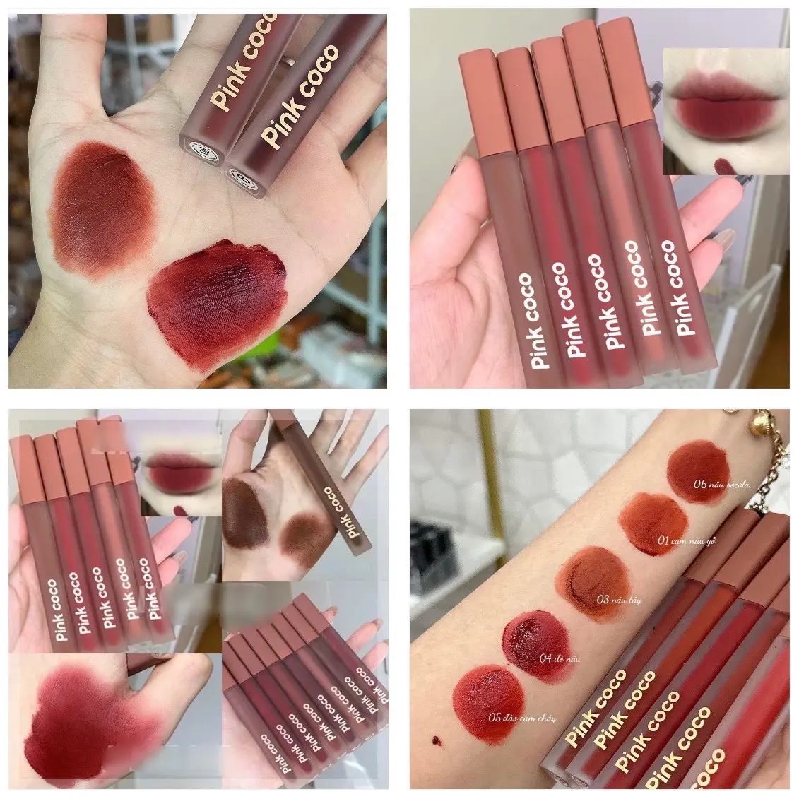 ( TẶNG KÈM QUÀ) Son Kem Pink Coco Cây Dài Đủ Màu