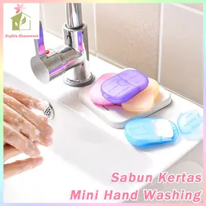 Mini Sabun Cuci Tangan Kertas Paper Soap Praktis Portable Disposable Isi 20 Lembar Serbaguna Travel