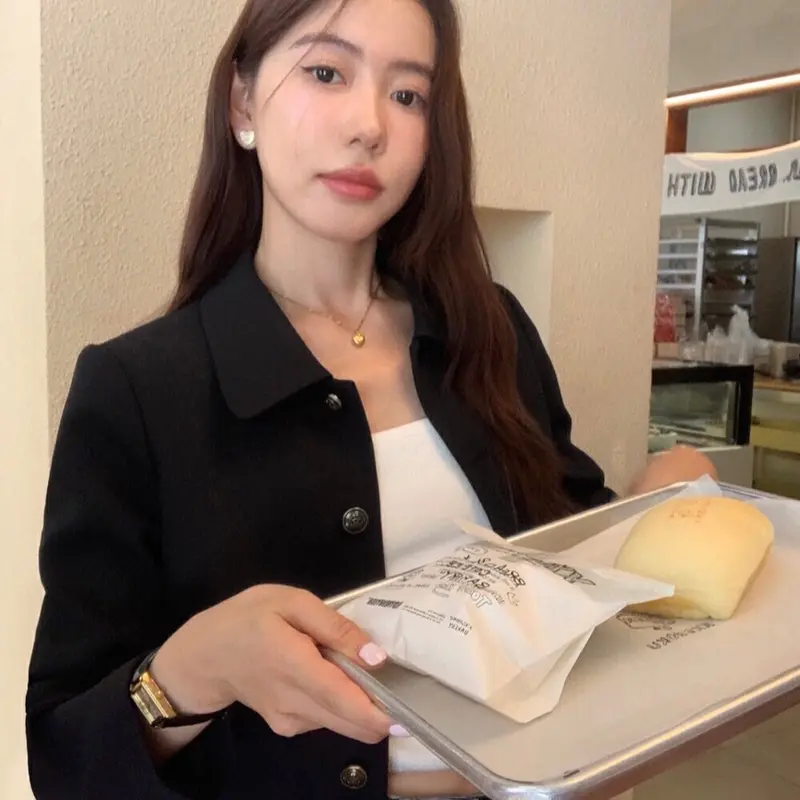 beanluving | Áo khoác dạ ép cổ sơ mi basic hàn quốc hàng QCCC chuẩn tag Wg.we mã 9861 1