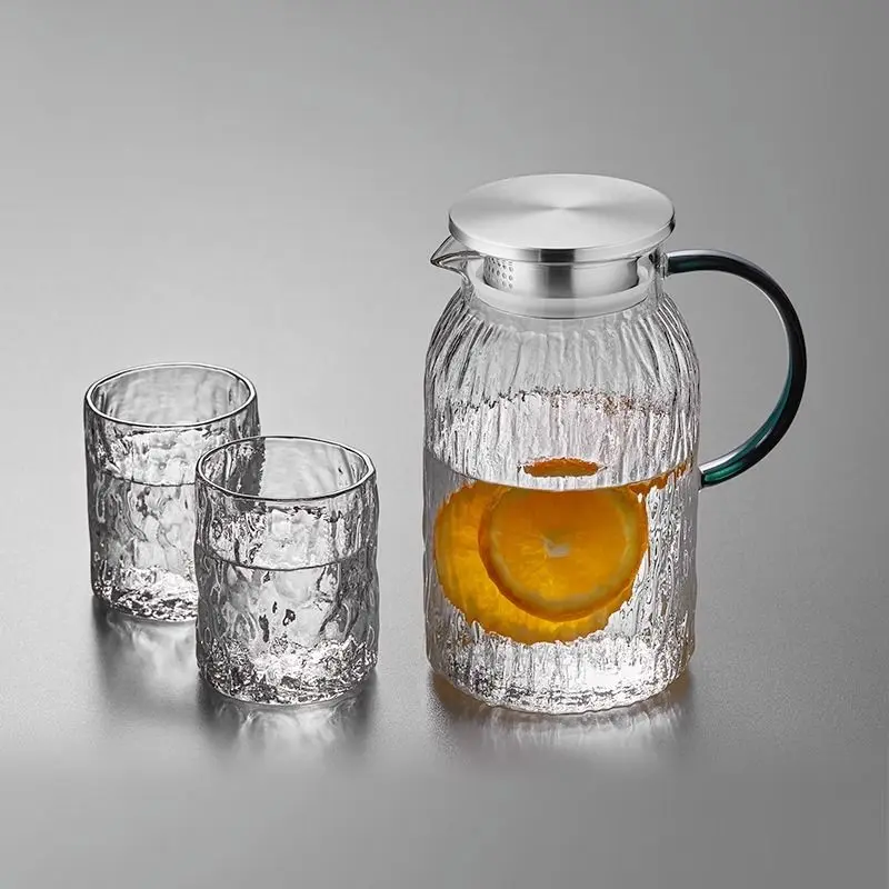 Capacity High Borosilicate Glass Cool Water Pitcher Set Explosion-Proof Water Cup High balang  air  aesthetic sharing  jar balang  kuih  raya jar tubs mason  jar keropok transparent klein bottle filling klein  bottle  filling set canister container
