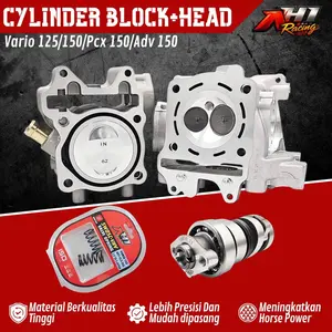 Paket Block Blok Seher Dan Head Bore Up Vario 125 150 Pcx 150 Adv 150 AH1 Racing 60 62 63 - 25/30 26/31 Mm