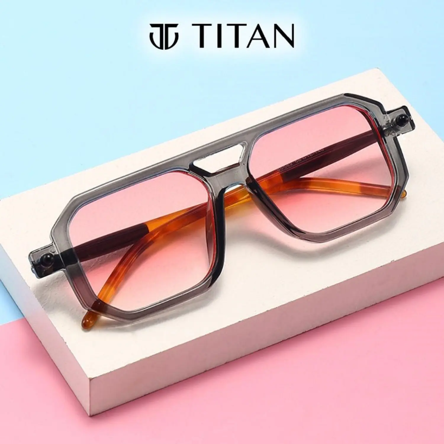 Kính râm nam nữ Iron Man mới gọng vuông xám Titanshop Mắt Kính Kính Mắt Women Chống Nắng