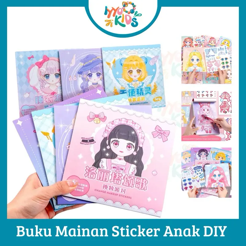 IYYO KIDS | MA37 Buku Stiker Mainan Stiker Anak Ganti Muka Change Makeup Diy Princess Sticker Book Melatih Keterampilan Anak