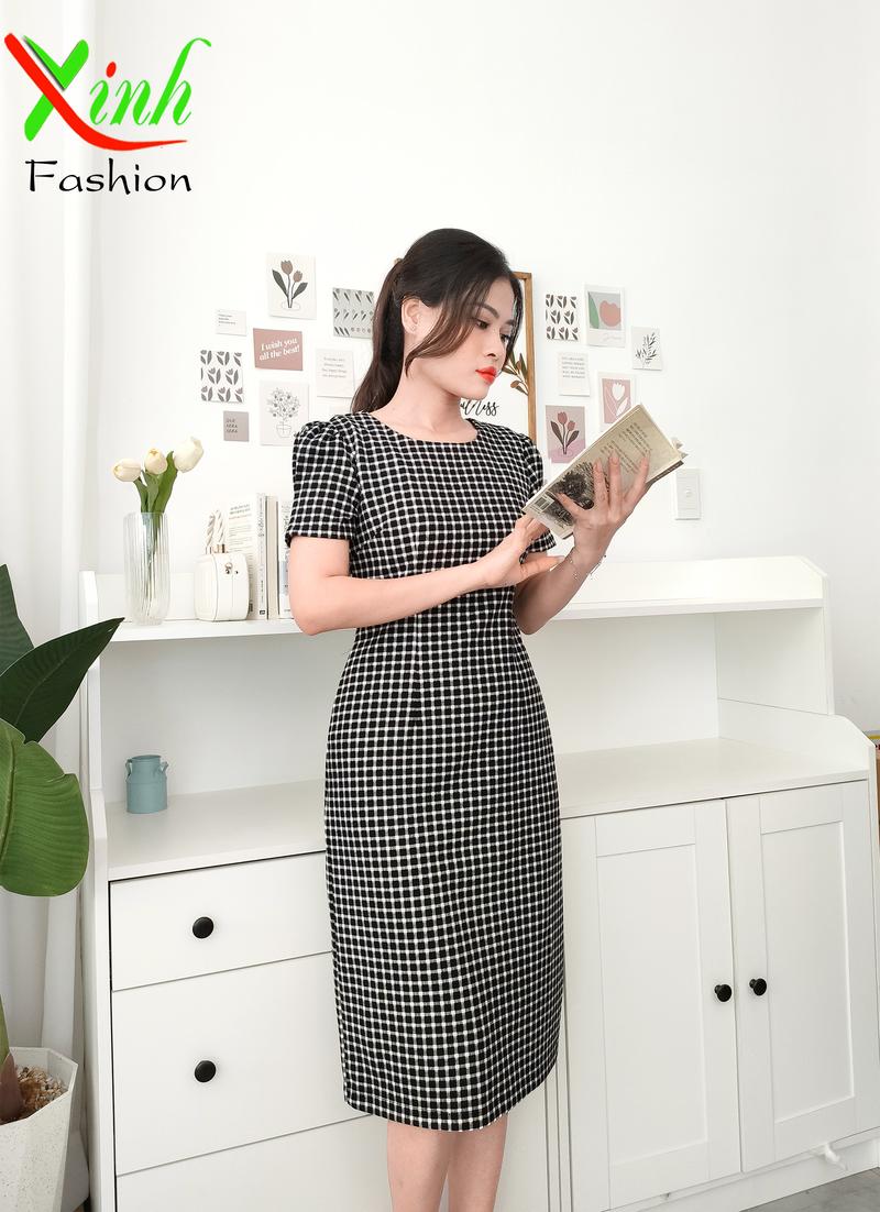 Product Introduction of Đầm Suông Caro Trẻ Trung Gọn Dáng DL940 Nữ Women Tre Dress 2