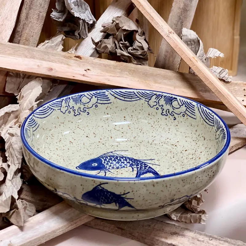Tách Lẻ Bộ Bát Đĩa Chén Dĩa Gốm Miu  Decor Họa Tiết Cá Nhật Men Tiêu  Phong Cách Nhật Bản 3