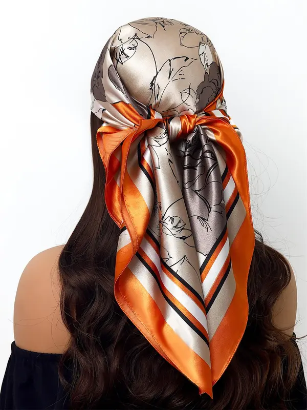 Floral Print Head Scarf, Fashionable Soft Comfortable Shawl for Daily Wear, Casual Versatile Scarf for Women & Men 7