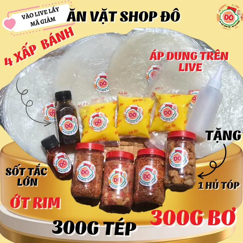 [Combo 400g bánh TẶNG TÓP MỠ ] Bánh Tráng Phơi Sương Muối Tép Hành 300g bơ + 300g TÉP HÀNH - 400g bánh ăn vặt shop đô 2 1