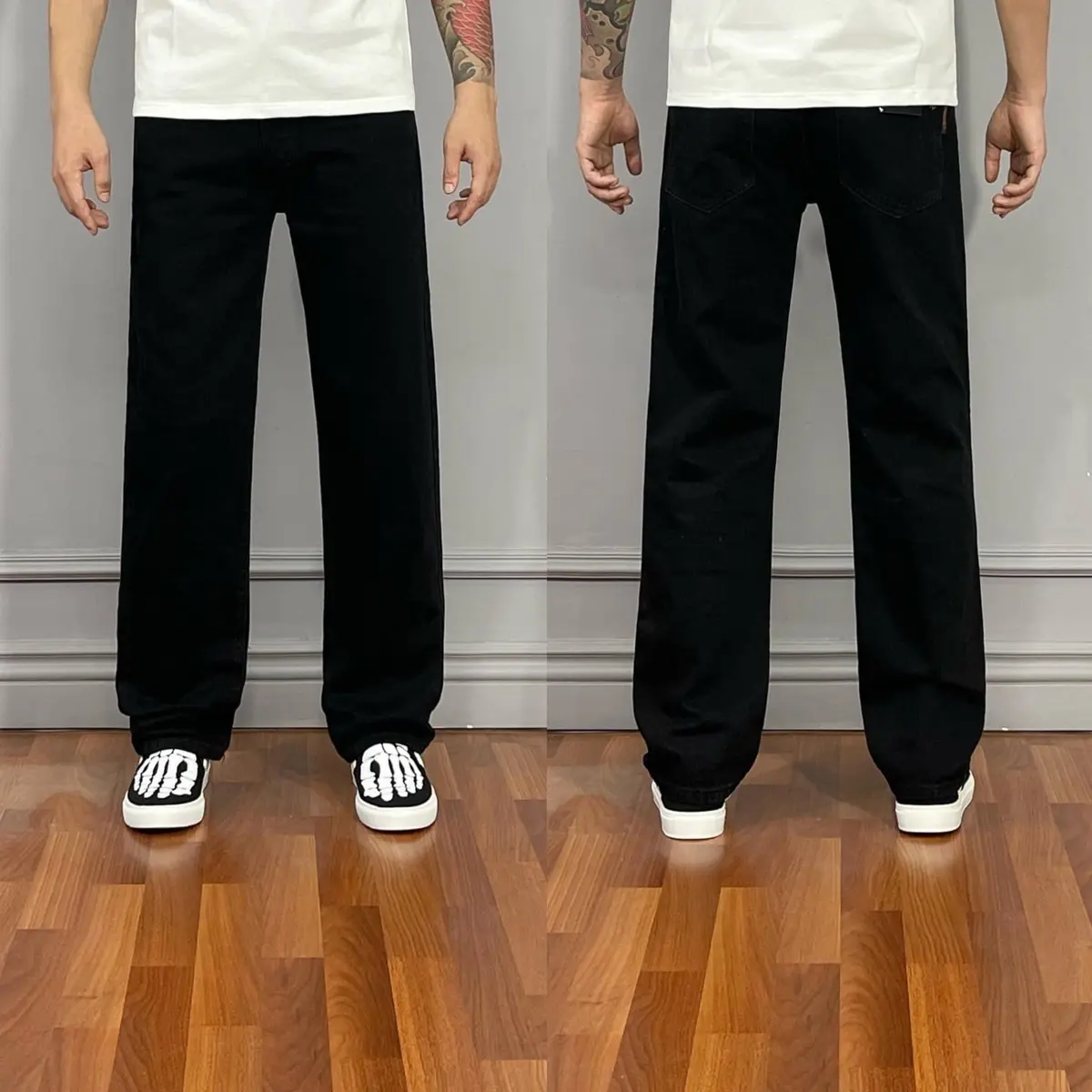 Quần suông nam AE đen tuyền chất dày dặn không bị co giãn Menswear