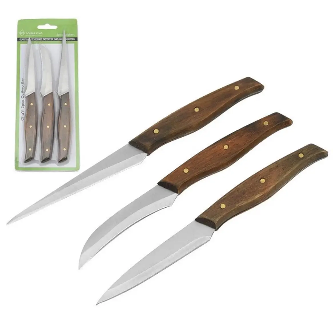 Bộ 3 Dao Tỉa Rau Củ Quả Trái Cây, Dao Tách Chiết Lan Kiếm Thép Không Rỉ Siêu Sắc Cán Gỗ_   Carving Knives Tool