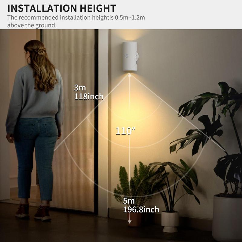 Product Introduction of Magnetic Smart Night Light, Rechargeable Motion Sensor LED Night Light, Adjustable Brightness Level Night Light for Bedroom, Hallway Stairs, Entrance 6