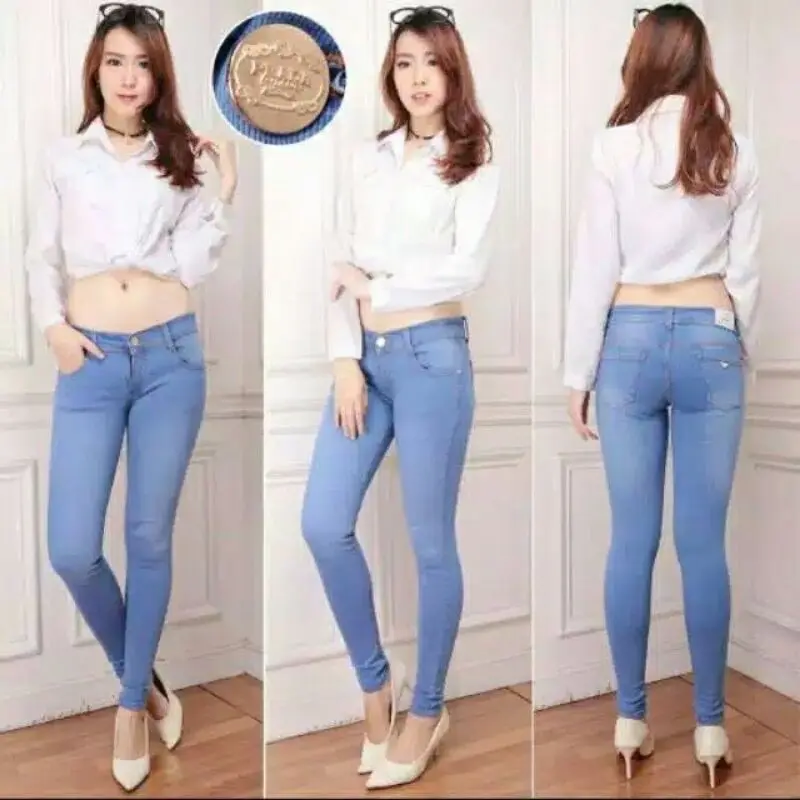 Celana Jeans Pensil Slimfit Wanita Terbaru Bahan Melar Slim-fitting Denim Panjang 7