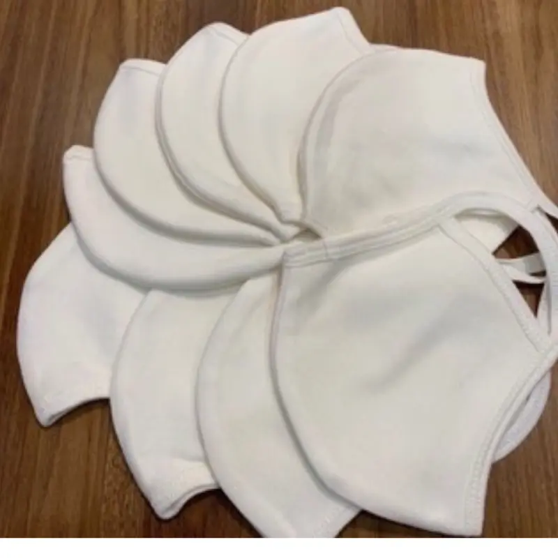 Sét 10 cái Khẩu trang vải màu trắng cotton 2 lớp, mềm mịn thoáng mát,thấm hút mồ hôi Phụ Kiện Accessories Women Che Mặt 6