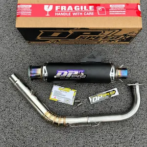 DP_SPEED - Knalpot Salemba Type Black BC-02 Blue Edition Moncong Linting Original DP_SPEED RACING Inlet 38MM Slincer Motor Motorcycle Karbu