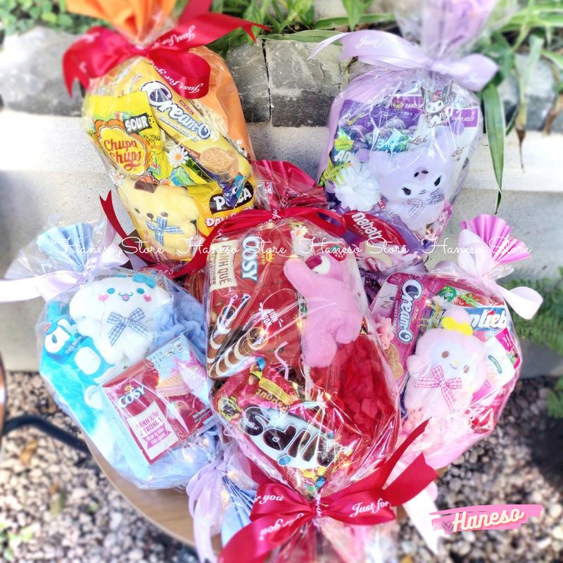Haneso Set Gói Kẹo Siêu To Khổng Lồ Thú Bông Sanrio Melody Kuromi Gấu Dâu Lotso Quà Tặng Sinh Nhật Lễ Thiếu Nhi Trẻ Em Valentine Ngay Phu Nu Cho Người Yêu Bạn Gái Candy Snack