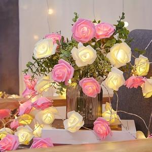 1pc de Luces de Cuerda de Flor de Rosa LED, 1m de Largo, Iluminación Decorativa Operada por Batería, Perfecto para Decoración de Fiestas de Boda en Casa