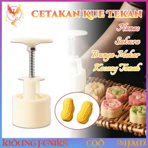 Cetakan Kue Plunger Tekan Tangan 50g Bentuk Bervariasi Nanas Bunga Kacang Peralatan Dapur