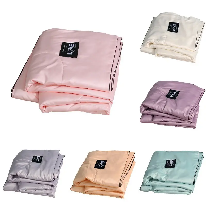 Plain Color Super Soft Silk Summer Quilt Washable Thin Air Conditioning Quilt Blanket Small Single/Single/Queen/King