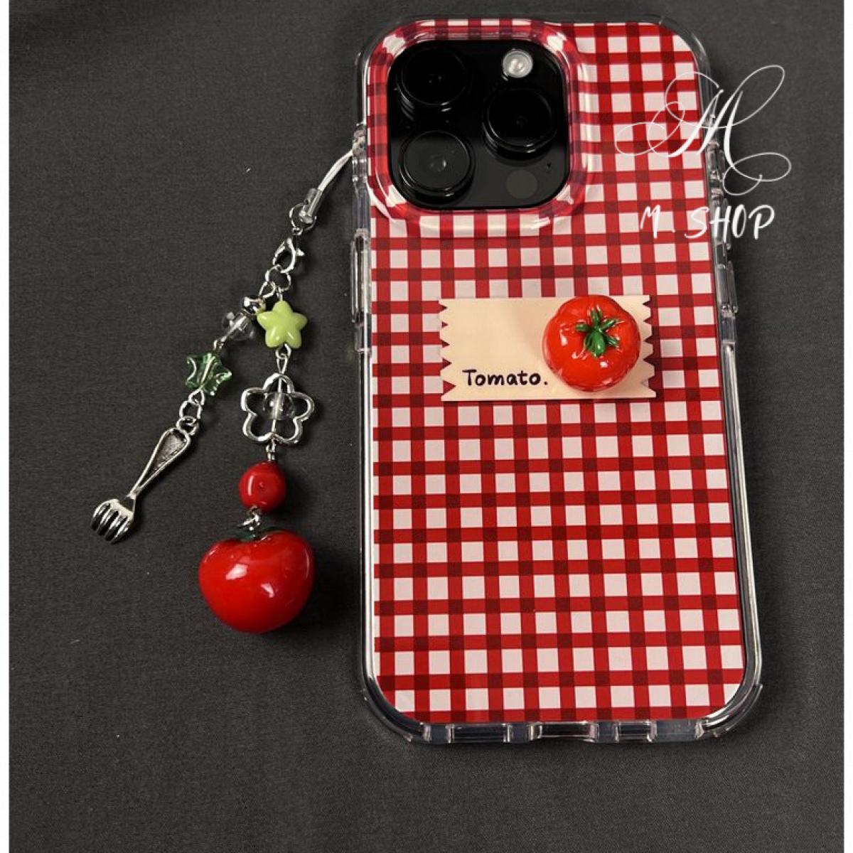เคสโทรศัพท์, การออกแบบ Tomato 3D กระดานหมากรุก, เข้ากันได้กับ iPhone 16 Pro Max, 15, 14, 13 Pro, 12,