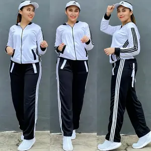 READY! Baju Senam Setelan Aerobic Zumba Lapangan Cycling Hijab Muslimah Panjang Training Putih Hitam Muslim Atasan Dewasa