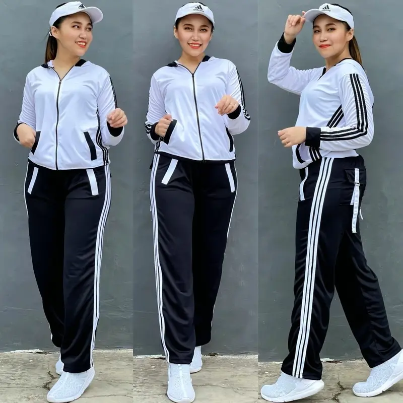 READY! Baju Senam Setelan Aerobic Zumba Lapangan Cycling Hijab Muslimah Panjang Training Putih Hitam Muslim Atasan Dewasa 0