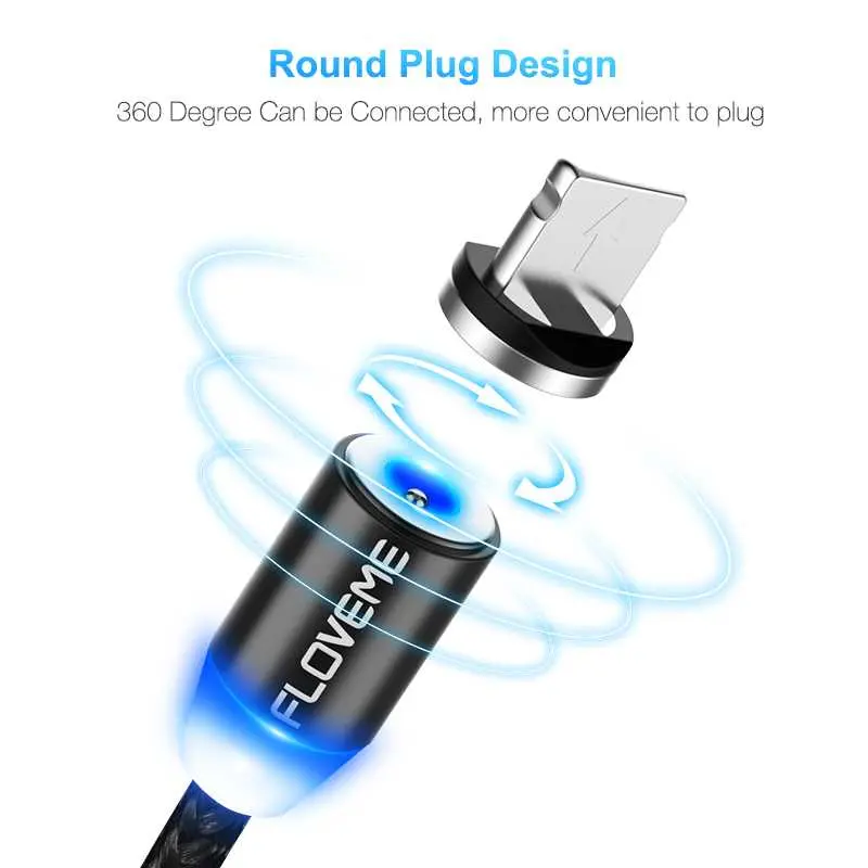 FLOVEME Kabel Charger USB Type C Fast Charging Magnetic 2A 1M - D4192 2