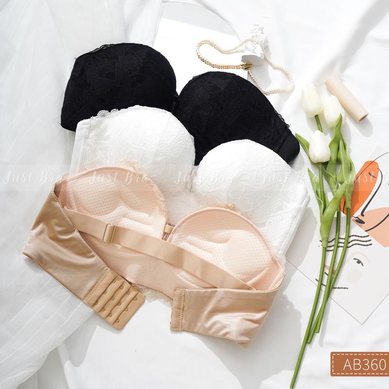 Áo Lót Ren Cúp Ngực Chống Tụt Không Dây Nâng Ngực Tạo Khe Đệm Bàn Tay Cao Cấp 360 Top Nữ Bra Trắng