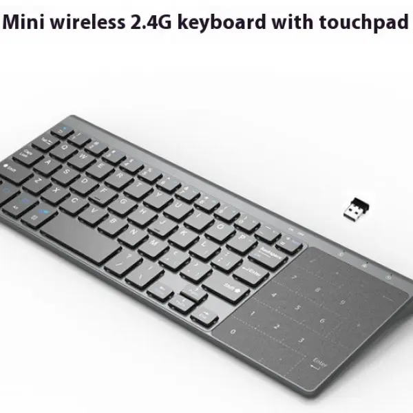59 Key Keyboard Wireless Mini 2.4G with Touch Pad Small Keyboard ...