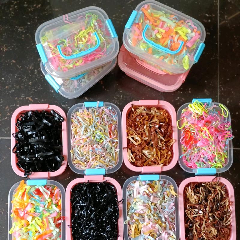 Xô nhựa 1000-2000 sợi thun(100gr) thun cao su đủ các size va màu cho bé và người lớn Phụ Kiện Tóc Cài Tóc