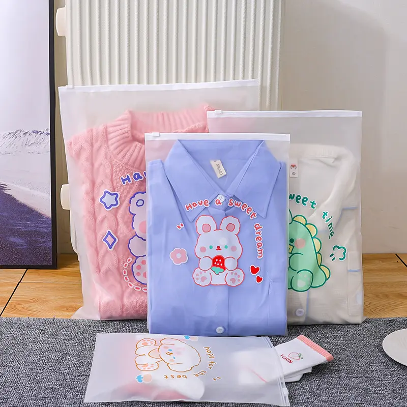 Thickened Plastic Packaging Bags Clothing Travel Sealed Bags Kindergarten Clothing Frosted Zipper Bags Clothes Storage Bags