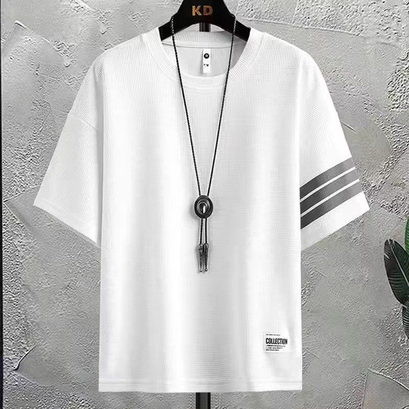 Product Introduction of Men's Summer Short Sleeve T-Shirt & Shorts Set - Casual Waffle Knit Outfit |   Trendy Sporty 2-Piece Lounge Wear |   Lightweight Comfort Clothes 8