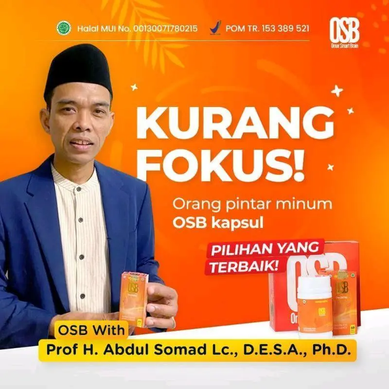 OSB KAPSUL ORIGINAL BPOM 1 botol/60 Kapsul OMAR SMART BRAIN ANAK PINTAR SEHAT DAN CERDAS Kesehatan Otak 0