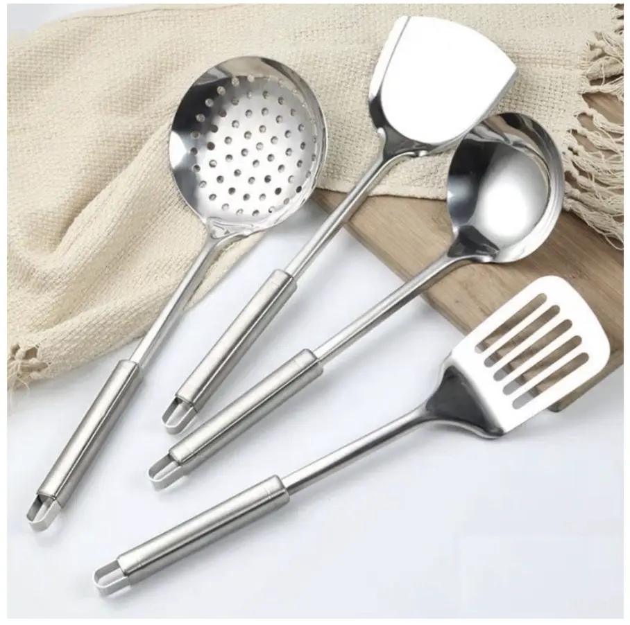 KSL - Spatula Set Stainless Steel Isi 4 Pcs - Kitchen Tools Peralatan Untuk Masak - Paket Kitchen Tools - Spatula Sutil Sedot Alat Penggorengan Kitchenware