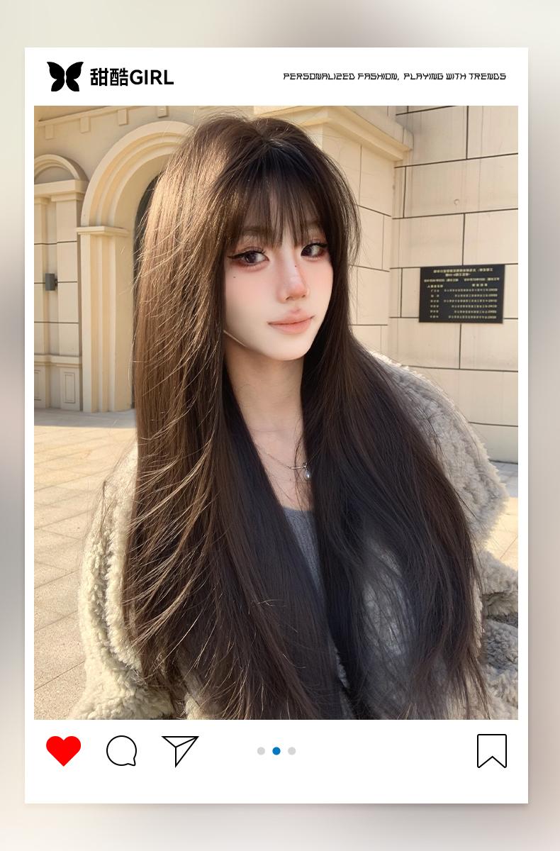 Product Introduction of [Chuan Shang Fu Jiang] Wig for Women Daily Natural Bangs Long Straight Hair Sweet Cute Age-Reducing Wig Cap 6