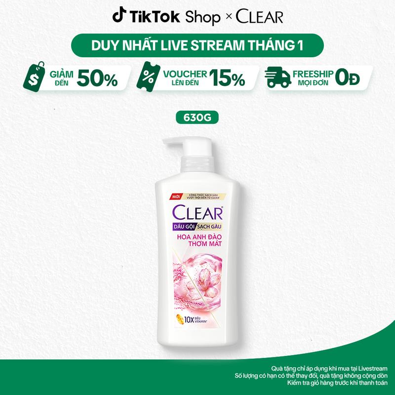  1  Dầu Gội Hỗ Trợ Sạch Gàu Clear Hoa Anh Đào Thơm Mát 630g Nữ 
