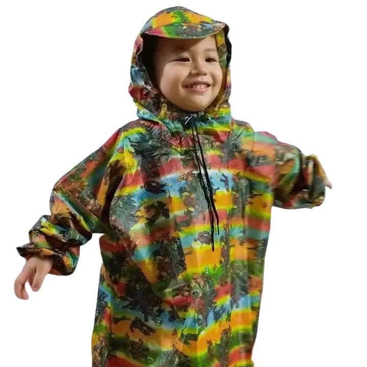 Áo mưa em bé, áo mưa bít trùm + áo mưa bộ quần rời vải dù in hoạ tiết hoạt hình cho bé từ 90cm đến 1m39