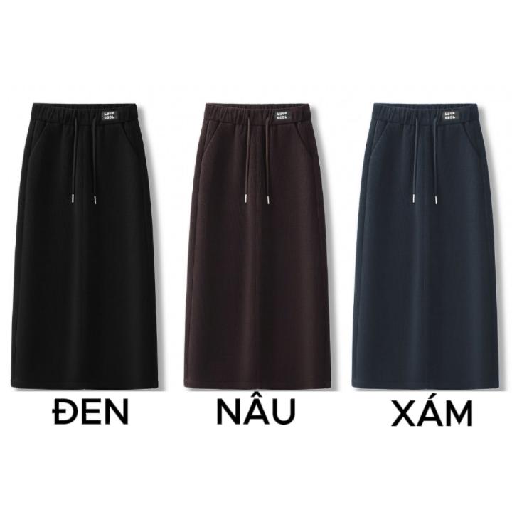 Chân váy nhung tăm co giãn thoải mái lưng chun 3 màu nhẹ nhàng CVNT