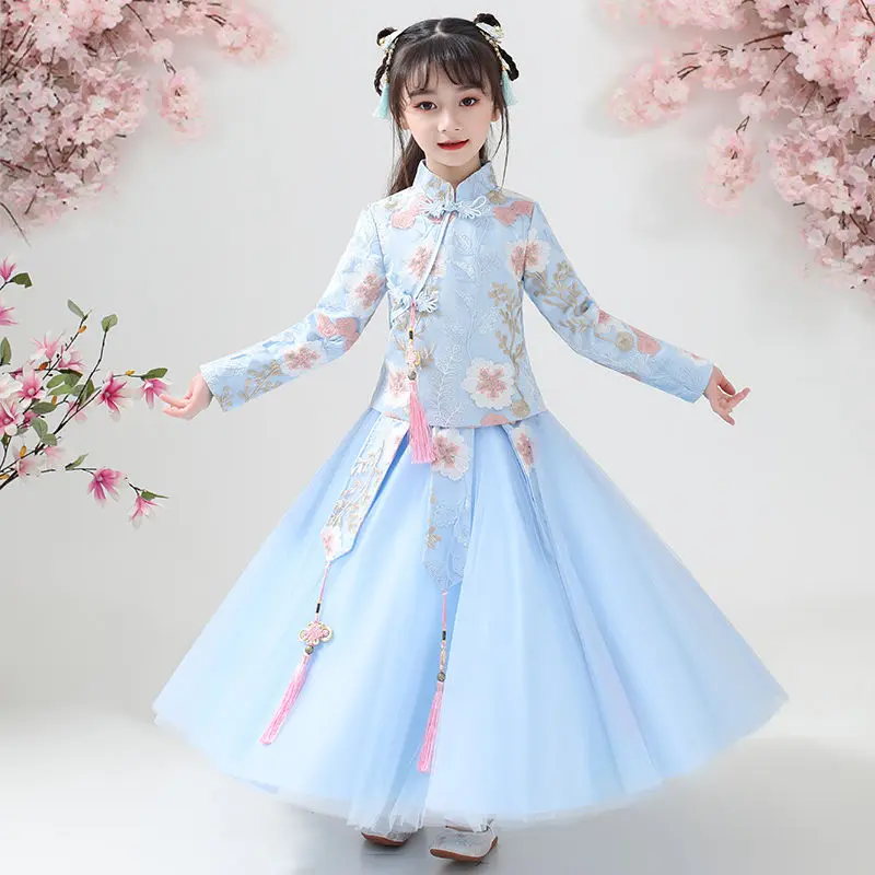 Quần Áo Trẻ Em, Thời Trang, Trang Phục Hán Phục Trung Quốc Cho Bé Gái, Thích Hợp Cho Trẻ Em Trung Và Lớn, Quần Áo Mùa Thu Và Mùa Đông, Phong Cách Siêu Thanh Lịch, Trang Phục Trung Hoa, Bộ Đồ Đường Cần Tây Cho Bé Gái 4