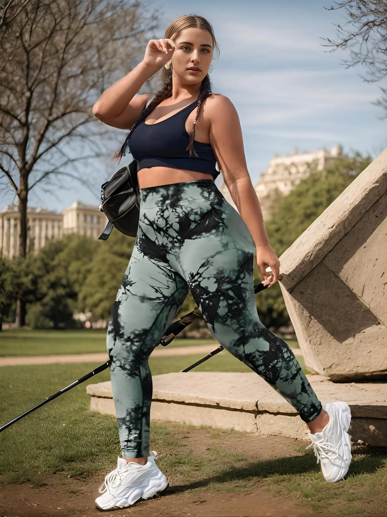 Plus Size Tie Dye Print High Waist Leggings, Plus Casual Comfy Breathable Skinny Pants for Outdoor Daily Wear, Women's Bottoms for All Seasons