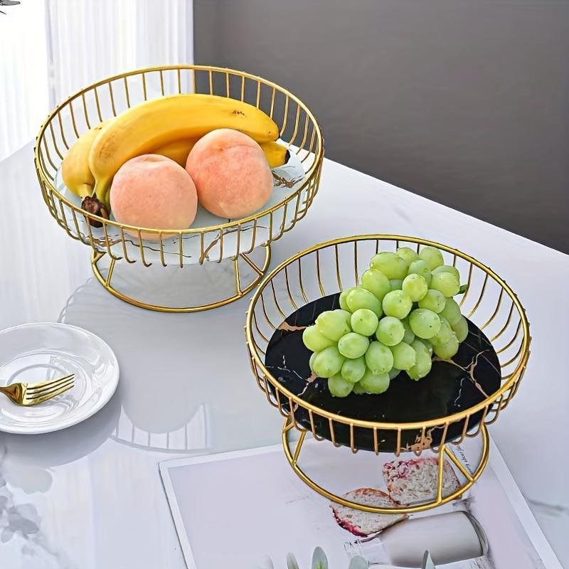 Product Introduction of Fruit Bowl with Marble Base, 1 Count Metal Fruit Basket, Fruit Storage Basket, Fruit Bowl for Kitchen, Living Room, Bedroom Desktop Display & Storage, Organiser 7