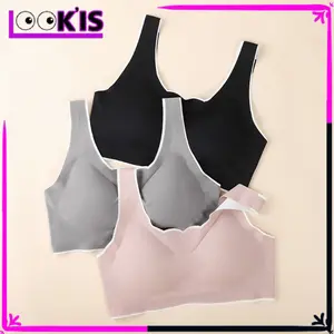 LOOKIS (COD) Sport Bra Wanita Tanpa Kawat 6885 Seamless playing lace Dengan Pad Busa Bra Round Neck Lace Untuk Yoga Bh Gym Olahraga Bra Fashion Wanita