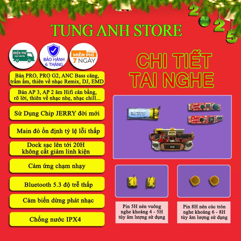 ( PIN 8H ) Tai Nghe Pro Gen 2 1562 - Tặng Ốp- Tặng Cáp USB- Pin Trâu 8H Vuốt Tăng Giảm Âm LƯợng Nhét Tai Bluetooth Nhét Tai Bluetooth Nghe Nhạc Earphone pro2  anc ky5  tai 2