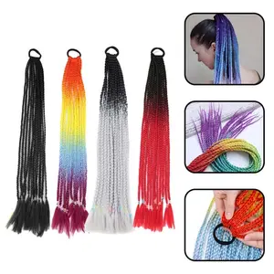 Warna Ombre Wig Rambut Sintetis  Extension Model Kepang Panjang 60cm Kepang Panjang Gaya Afrika Warna