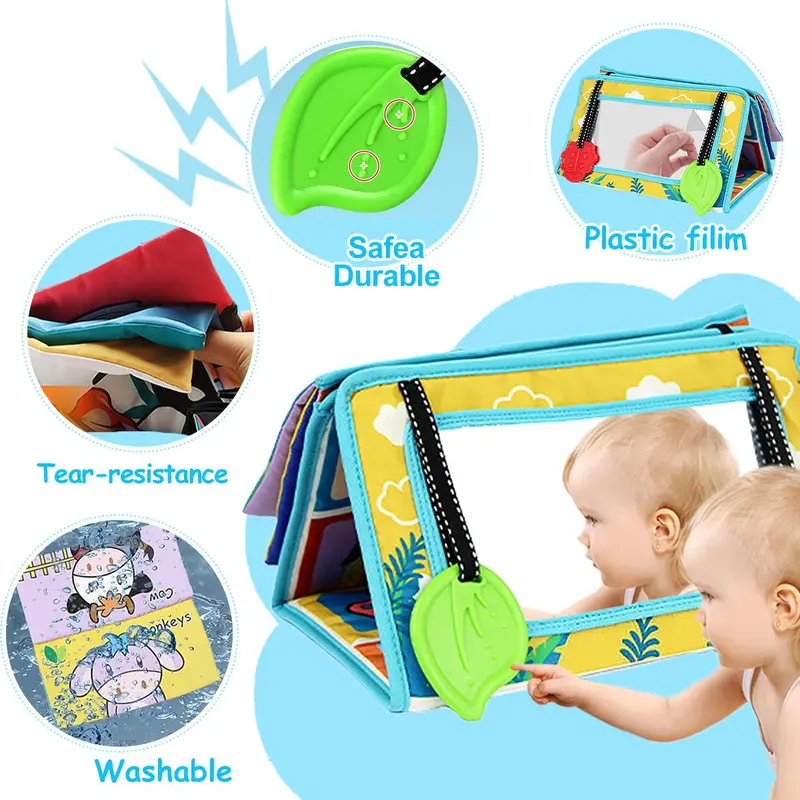 Foldable Floor Mirror Toys with Teethers for Sensory Montessori Development Crawl Toys High Contrast Toy (Not Sold in Combination), Back to School, Thanksgiving, Chrismats Gift Set 8