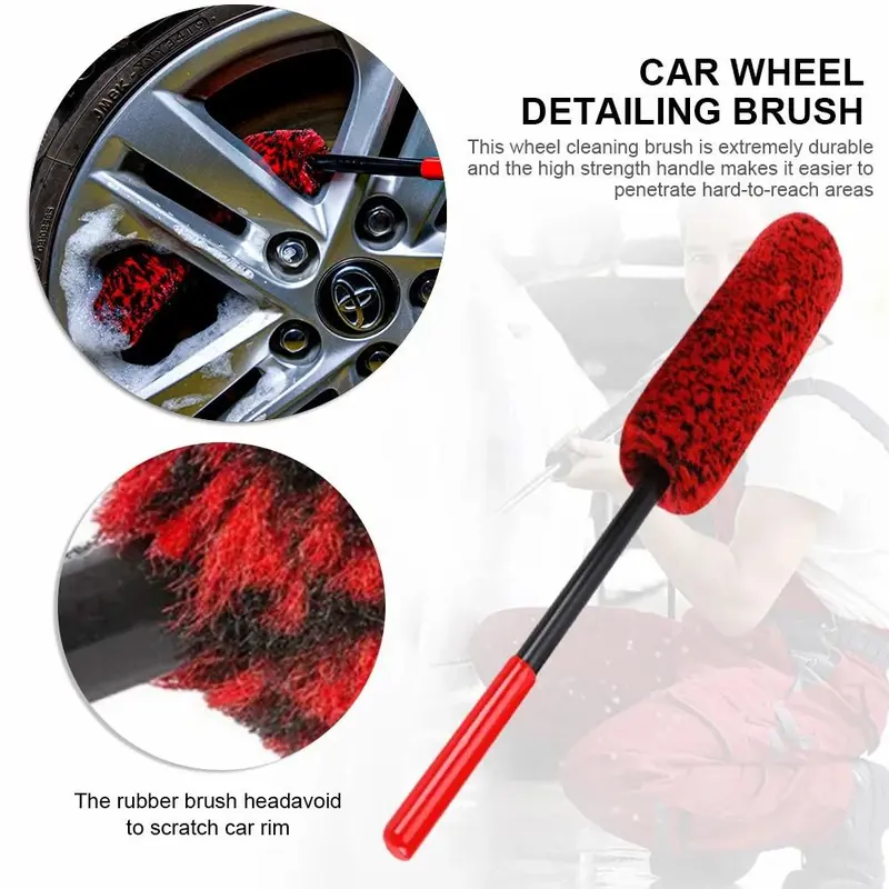 Car Wheel Cleaning Brush, Soft Wheel Detailing Brush, Professional Car Wheel Cleaning Tool for Car Washing & Maintenance 2