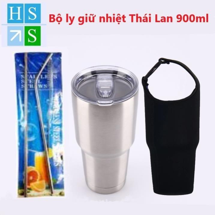 Ly Giữ Nhiệt 900ml Thái Lan - Ống Hút Inox, Túi Xách, Ly Inox, Bình Nước Giữ Nhiệt