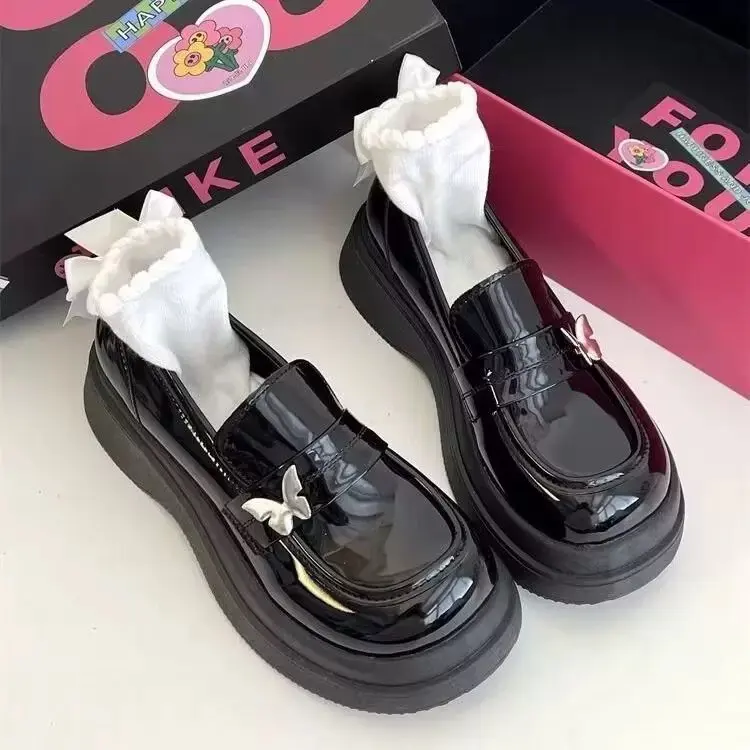 Giày búp bê nữ da bóng B1 đế 4-5cm mới - Women Shoes 4