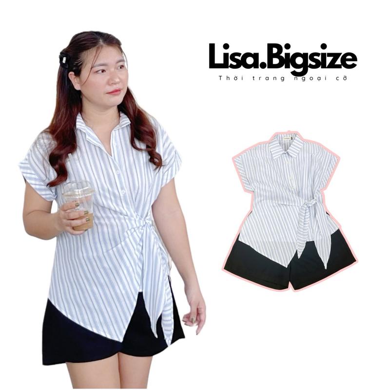 Áo sơ mi nữ tay hến buộc dây vạt chéo đi chơi, đi làm, dạo phố, du lịch 55-90kg Lisa.Bigsize
