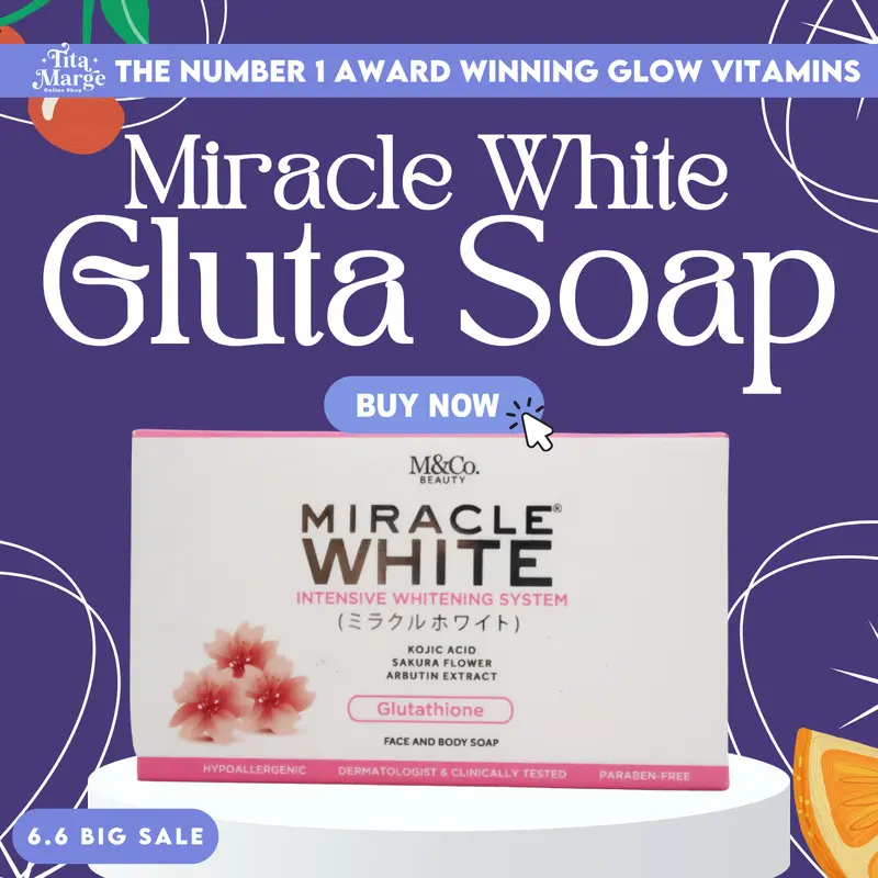 Miracle White Glutathione Capsules ( Whitening Glow Vitamins) Beauty  Supplement
