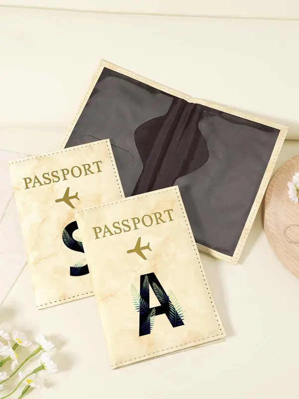 Letter Pattern Passport Case, Lightweight & Portable Passport Holder, Multi-functional Passport Cover, Travel Accessories for Men & Women 8
