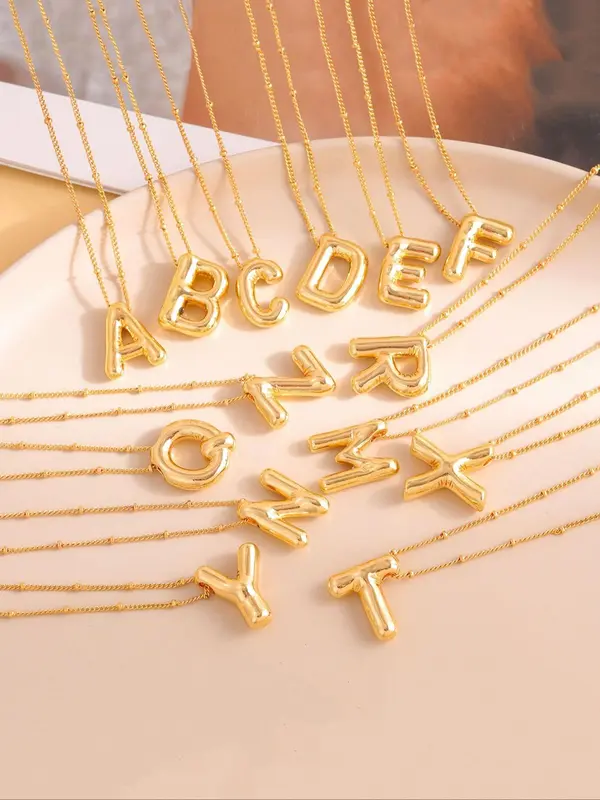 Creative Bubble Letter Design Pendant Necklace, Fashion Jewelry for Party, Daily Clothing Decor, Trendy All-match & Exquisite Jewelry for Birthday Gift 0